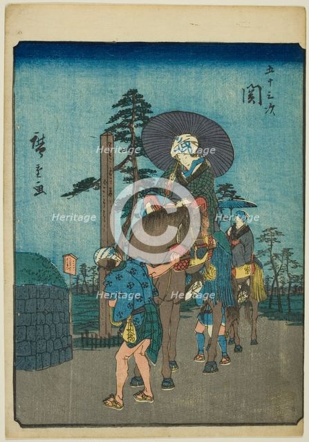 Seki, from the series "Fifty-three Stations [of the Tokaido] (Gojusan tsugi)," also known..., 1852. Creator: Ando Hiroshige.