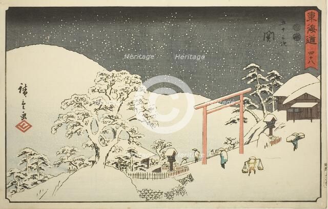 Seki-No. 48, from the series "Fifty-three Stations of the Tokaido (Tokaido gojusan..., c. 1847/52. Creator: Ando Hiroshige.