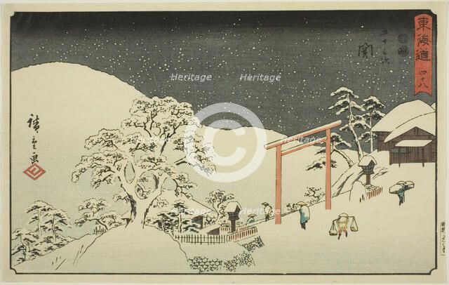 Seki-No. 48, from the series "Fifty-three Stations of the Tokaido (Tokaido gojusan..., c. 1847/52. Creator: Ando Hiroshige.
