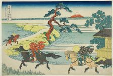 Sekiya Village on the Sumida River (Sumidagawa Sekiya no sato), from the..., c. 1830/33. Creator: Hokusai