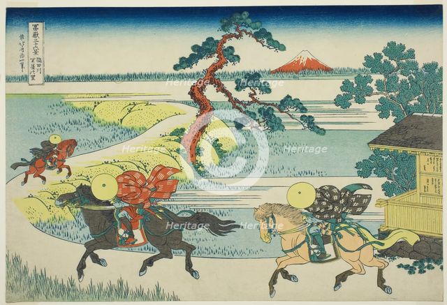 Sekiya Village on the Sumida River (Sumidagawa Sekiya no sato), from the..., c. 1830/33. Creator: Hokusai.