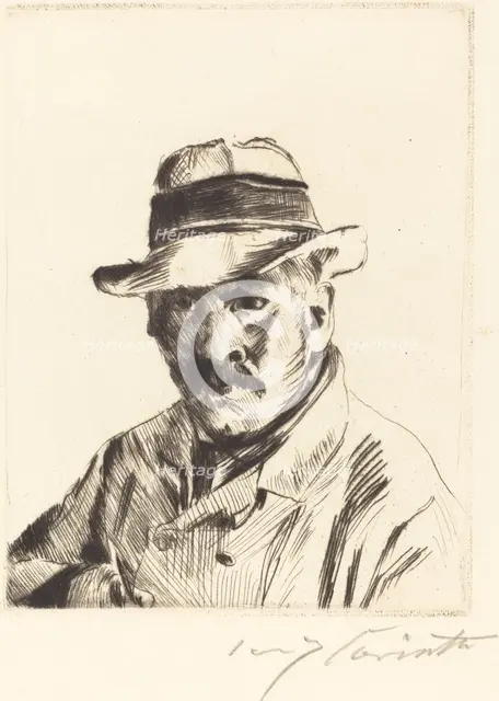 Selbstbildnis im Strohhut (Self-Portrait in a Straw Hat), 1913. Creator: Lovis Corinth.