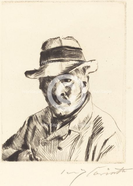 Selbstbildnis im Strohhut (Self-Portrait in a Straw Hat), 1913. Creator: Lovis Corinth.