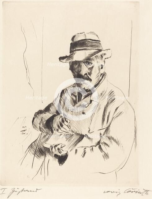 Selbstbildnis im Strohhut (Self-Portrait in a Straw Hat), 1913. Creator: Lovis Corinth.