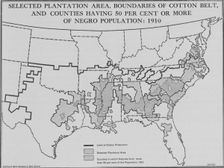 Selected plantation area, boundaries of cotton belt, and counties having 50 per cent.... 1910, 1920. Creator: Unknown