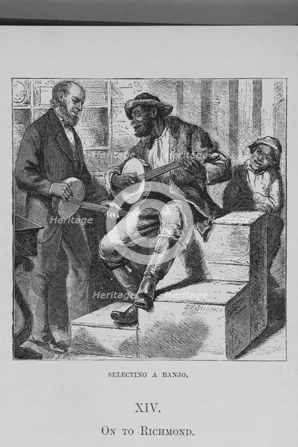 Selecting a banjo; [Richmond, Virginia], 1882. Creator: Unknown.