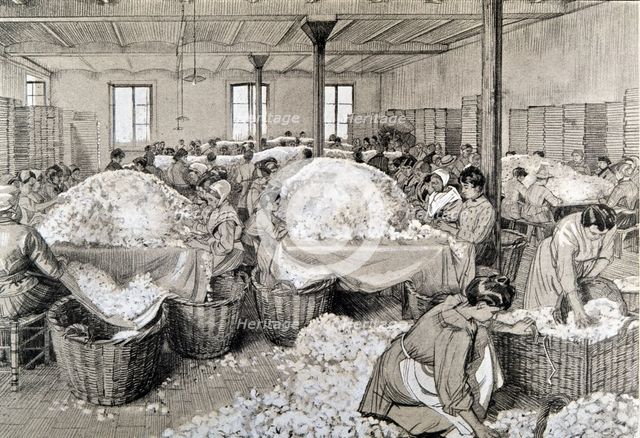 Selection of May roses in a perfume factory, the workers remove some leaves and stems left..., 1922. Creator: Etienne Cournault  (1891-1948).