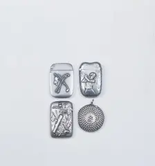 Selection of four silver match strikers with a golfing theme, 1908-15. Creator: Unknown