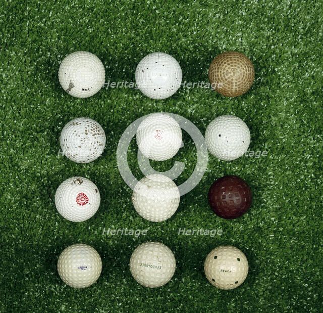 Selection of golf balls, late 19th- early 20th century. Artist: Spalding Artist: Unknown