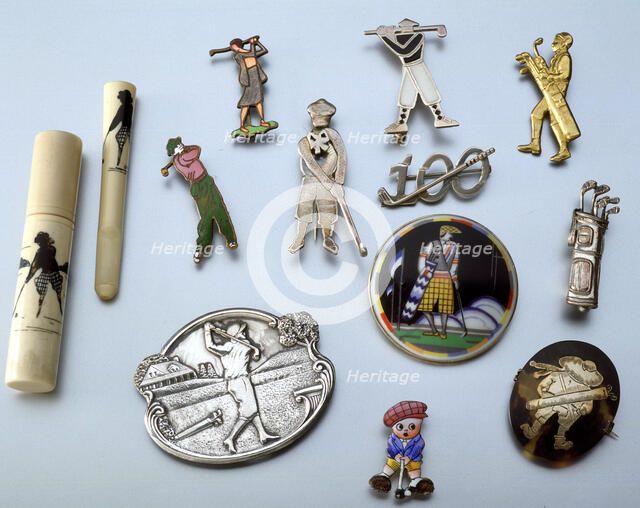 Selection of golfing brooches, c1915-1939. Artist: Unknown