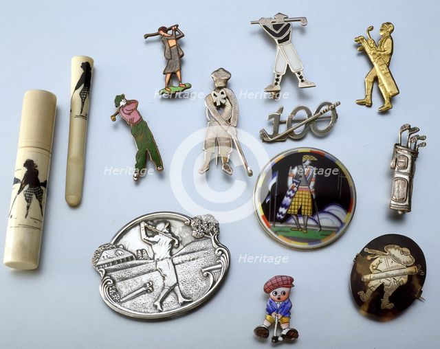 Selection of golfing brooches, c1915-1939. Creator: Unknown.