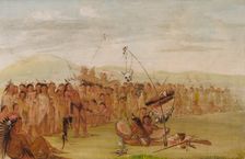 Self-torture in a Sioux Religious Ceremony, 1835-1837. Creator: George Catlin