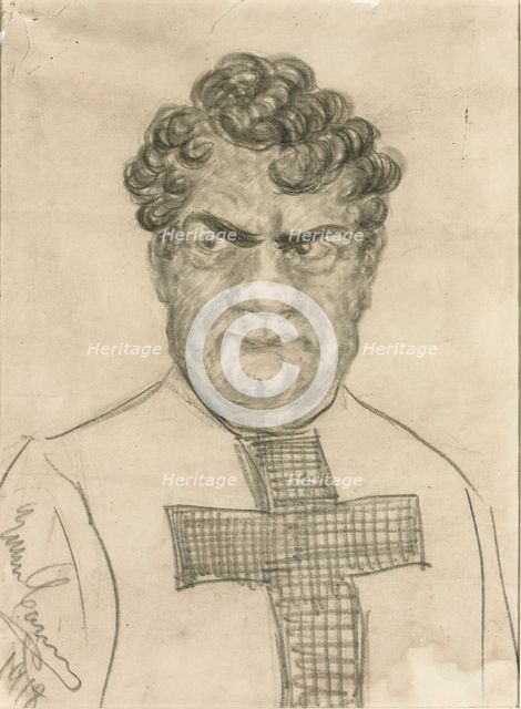 Self-caricature in the role of Don Alvaro in Opera La forza del destino by Giuseppe Verdi, 1918.