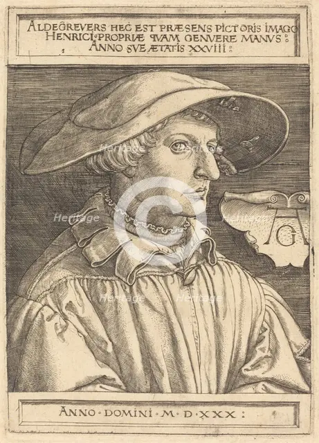 Self-Portrait, 1530. Creator: Heinrich Aldegrever.