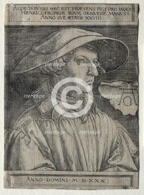 Self-Portrait, 1530. Creator: Heinrich Aldegrever (German, 1502-1555/61).