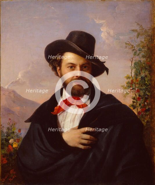 Self-Portrait, 1851. Artist: Orlov, Pimen Nikitich (1812-1863)