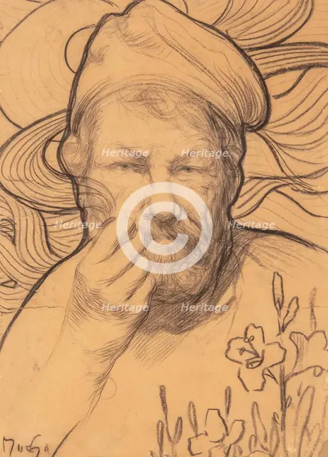 Self-Portrait, 1900s-1910s. Creator: Mucha, Alfons Marie (1860-1939).