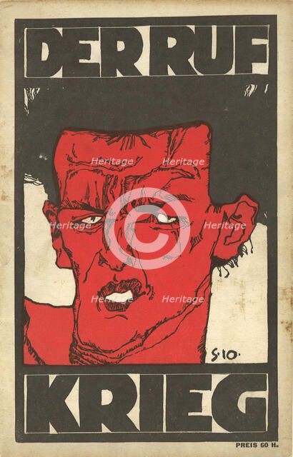 Self-portrait, 1910. Cover of The Call (Der Ruf) magazine. Special Edition The War (Krieg), 