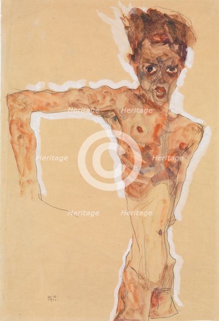Self-Portrait, 1911. Creator: Egon Schiele.