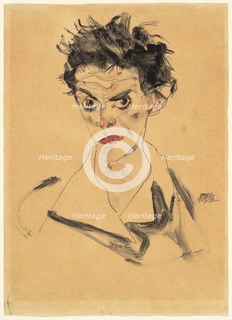 Self-Portrait, 1912. Creator: Egon Schiele.