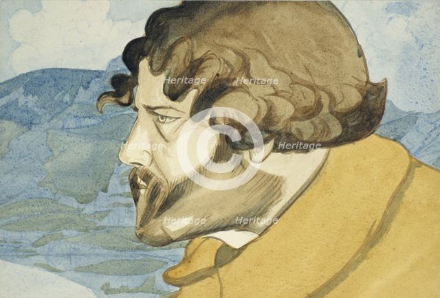 Self-Portrait, 1921. Artist: Voloshin, Maximilian (1877-1932)
