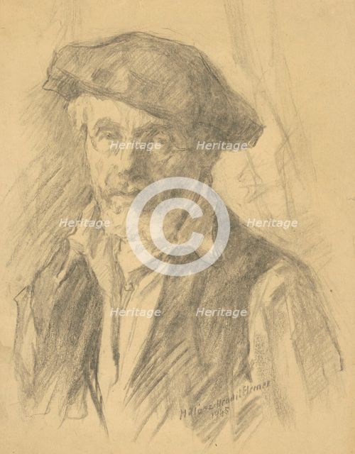 Self-portrait, 1945. Creator: Elemír Halász-Hradil.