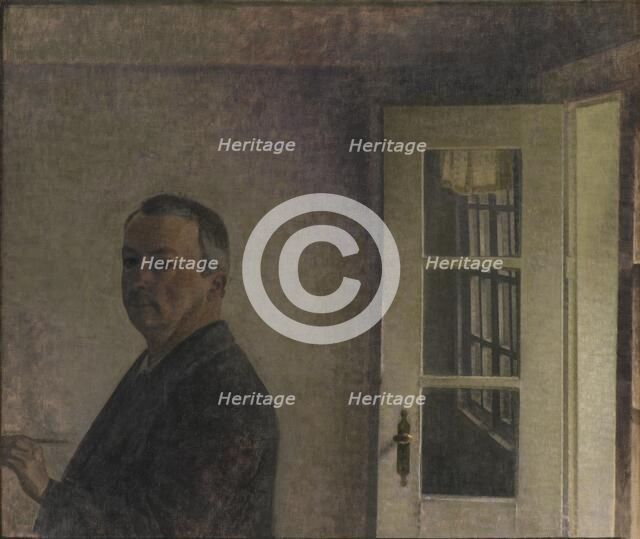 Self-Portrait. The Cottage Spurveskjul at Sorgenfri, North of Copenhagen, 1911. Creator: Vilhelm Hammershøi.