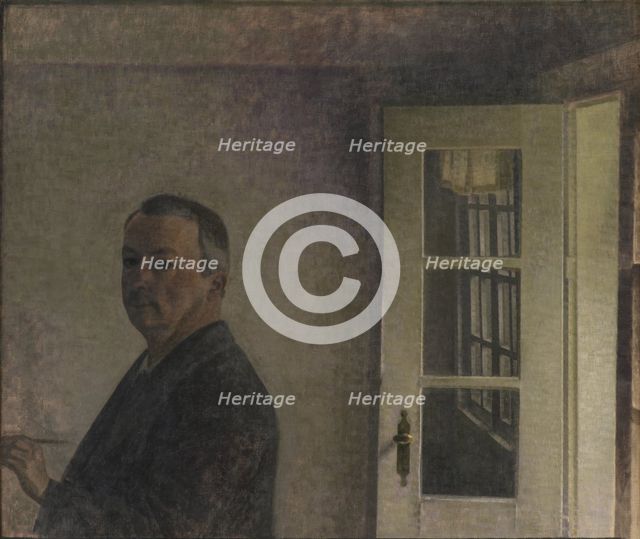 Self-Portrait. The Cottage Spurveskjul at Sorgenfri, North of Copenhagen, 1911. Creator: Vilhelm Hammershøi.