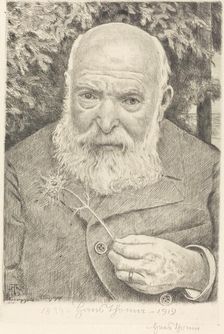Self-Portrait VI with Flower, 1909. Creator: Hans Thoma