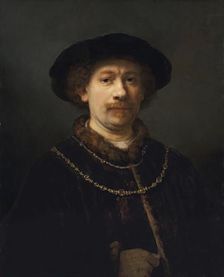 Self-portrait wearing a hat and two Chains, 1642. Creator: Rembrandt Harmensz van Rijn