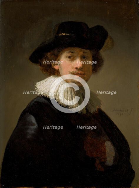 Self-portrait, wearing a ruff and black hat, 1632. Creator: Rembrandt van Rhijn (1606-1669).