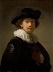 Self-portrait, wearing a ruff and black hat, 1632. Creator: Rembrandt van Rhijn (1606-1669)