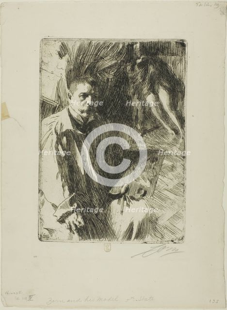 Self-Portrait with Model II, 1899. Creator: Anders Leonard Zorn.