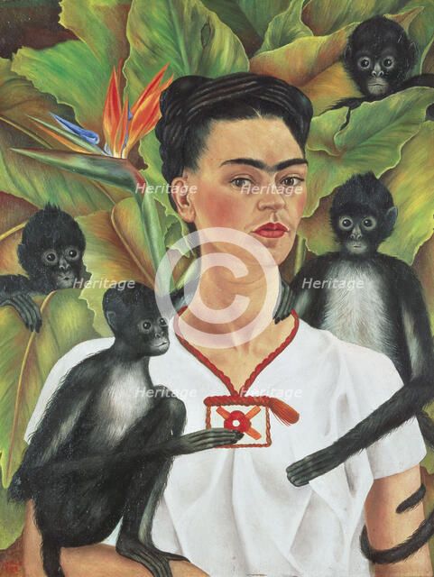 Self-Portrait with Monkeys, 1943. Creator: Frida Kahlo.