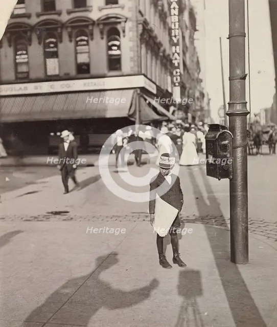 Self-Portrait with Newsboy, 1908. Creator: Lewis Wickes Hine.