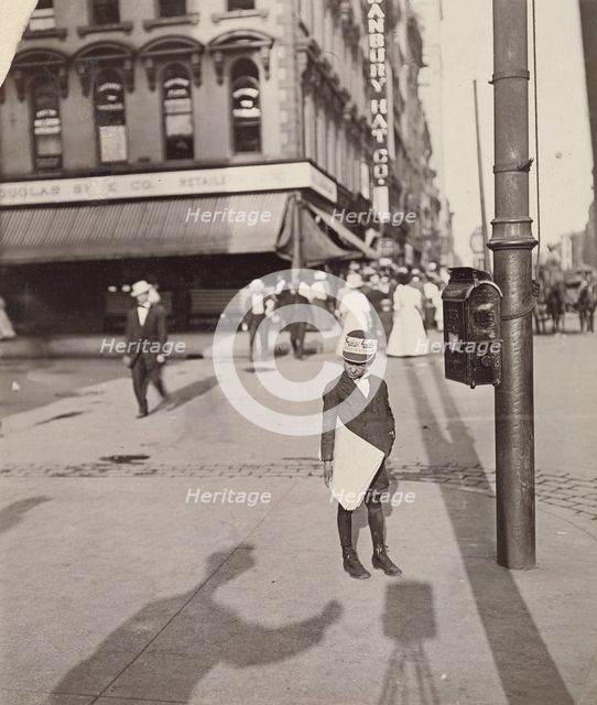 Self-Portrait with Newsboy, 1908. Creator: Lewis Wickes Hine.