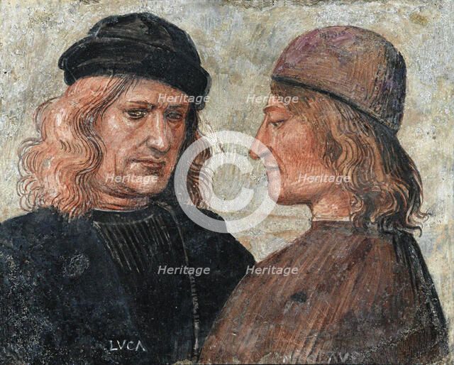 Self-Portrait with Niccolò di Angelo (Franchi), c. 1504. Creator: Signorelli, Luca (ca 1441-1523).