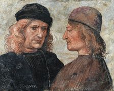 Self-Portrait with Niccolò di Angelo (Franchi), c. 1504. Creator: Signorelli, Luca (ca 1441-1523)