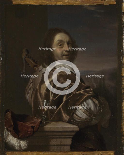 Self Portrait with a Cittern, 1674. Artist: Mieris, Frans van, the Elder (1635-1681)