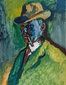 Self-Portrait with a Cigarette, 1908. Creator: Filla, Emil (1882-1953)
