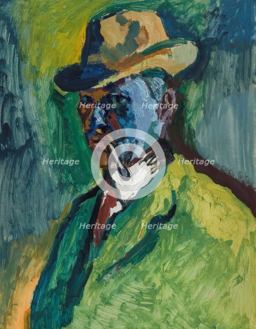 Self-Portrait with a Cigarette, 1908. Creator: Filla, Emil (1882-1953).
