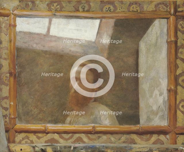 Self-Portrait with a bamboo mirror, c. 1890. Creator: Vuillard, Édouard (1868-1940).