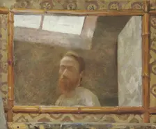 Self-Portrait with a bamboo mirror, c. 1890. Creator: Vuillard, Édouard (1868-1940)