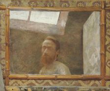 Self-Portrait with a bamboo mirror, c. 1890. Creator: Vuillard, Édouard (1868-1940)