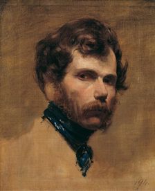 Self-Portrait with a blue necker. Creator: Amerling, Friedrich Ritter von (1803-1887)