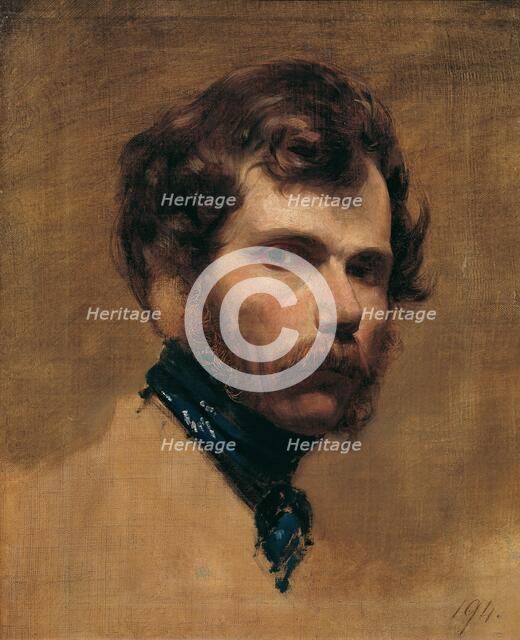 Self-Portrait with a blue necker. Creator: Amerling, Friedrich Ritter von (1803-1887).