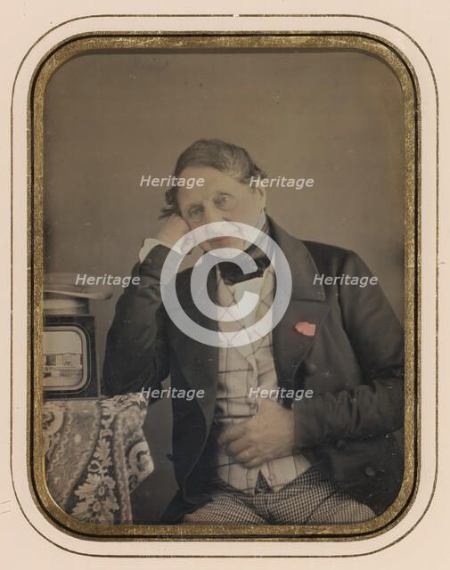 Self-portrait with a daguerreotype of Geneva, about 1847. Creator: Jean-Gabriel Eynard.