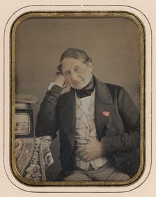 Self-portrait with a daguerreotype of Geneva, about 1847. Creator: Jean-Gabriel Eynard