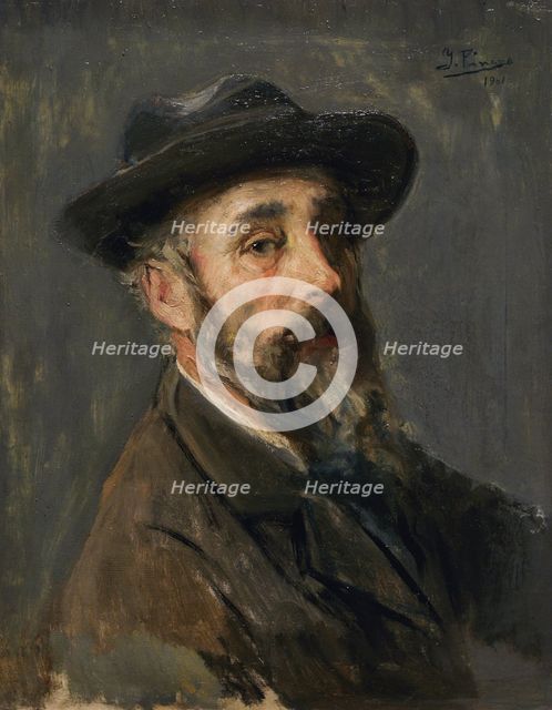 Self-portrait with a Hat, 1901. Creator: Ignacio Pinazo Camarlench.