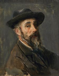 Self-portrait with a Hat, 1901. Creator: Ignacio Pinazo Camarlench